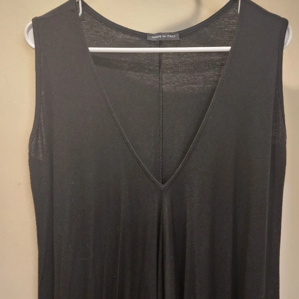 Made in italy women's black casual flare tunic dress midi relaxed fit size 9